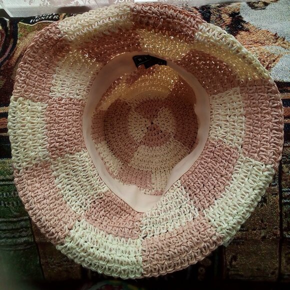 Wyeth Summer Hat Square Accents Weaved or Woven Straw One Size NWOT - Picture 2 of 7